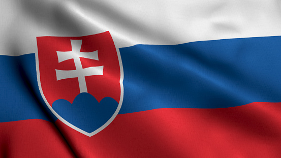 Slovakia Flag. Waving  Fabric Satin Texture Flag of Slovakia 3D illustration. Real Texture Flag of the Slovak Republic