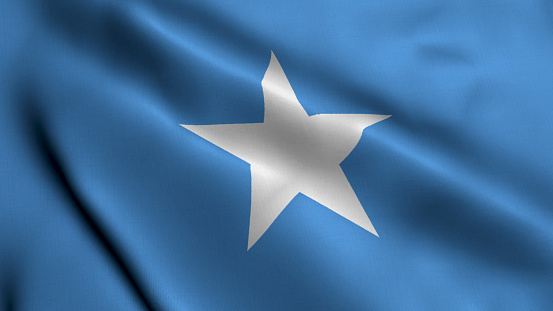 Somalia Flag. Waving  Fabric Satin Texture Flag of Somalia 3D illustration. Real Texture Flag of the Federal Republic of Somalia