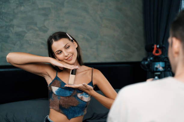 istock Young woman making beauty and cosmetic tutorial video content. Unveiling 1770513719