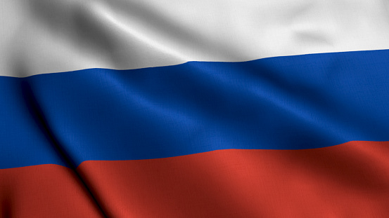 Russia Flag. Waving  Fabric Satin Texture Flag of Russia 3D illustration. Real Texture Flag of the Russian Federation