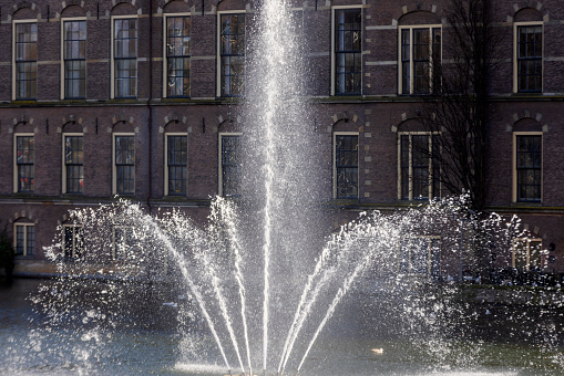 Fountain in fine weather in the Dauner Kurpark, Germany