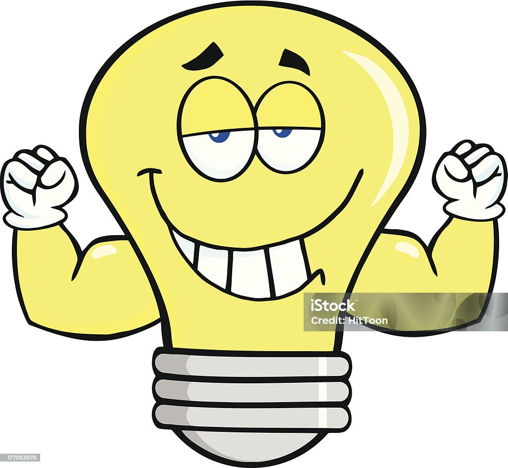 Light Bulb With Muscle Arms Similar Illustrations: Big Idea stock vector