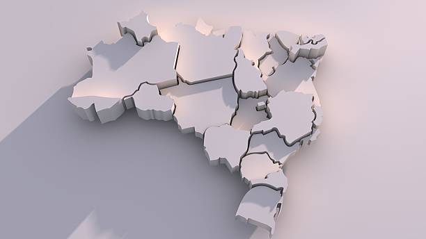3D Brazil Map Animation With States Animation of a map from Brazil showing the state of São Paulo and Rio de Janeiro. rio parana stock pictures, royalty-free photos & images