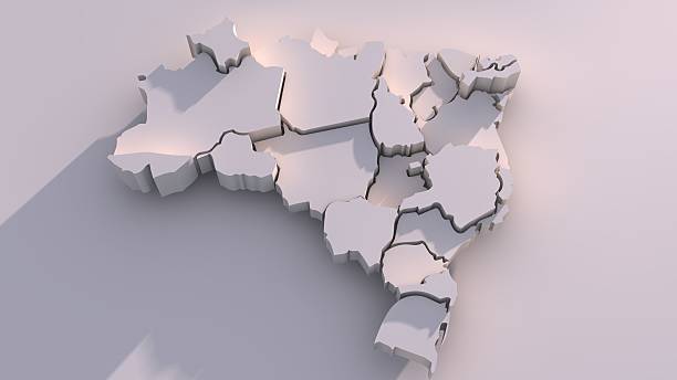 3 d animação de mapa do brasil com estados - ceara state imagens e fotografias de stock