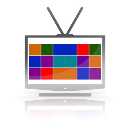 Media TV with colored  windows 8 menu 3d concept