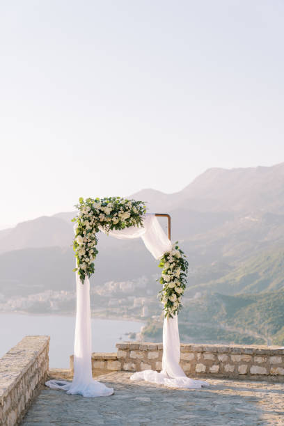 istock Wedding arch stands on an observation deck in the mountains 1770526627
