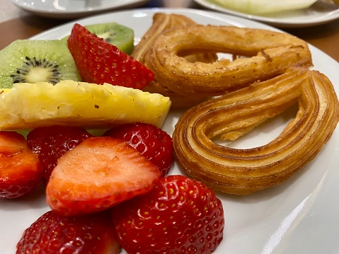 Spain - food- churros and fruits