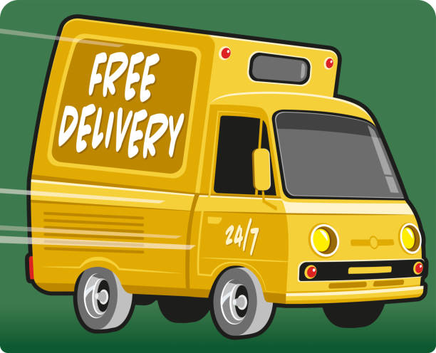 ilustrações de stock, clip art, desenhos animados e ícones de delivery van - truck moving van white backgrounds