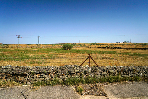 Farming landscape in rural Aberdeenshire, Scotland, on a summer's day.