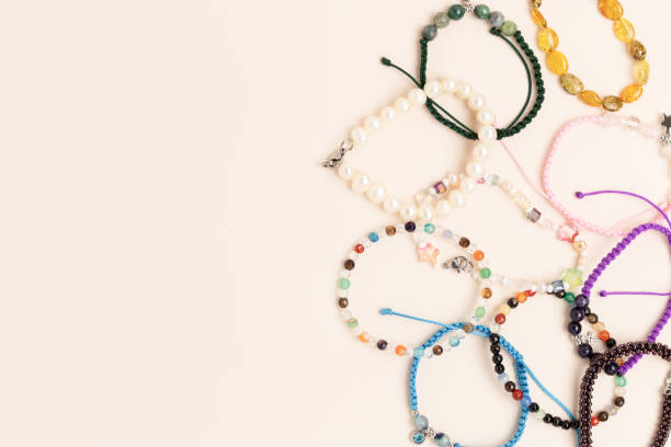 istock Multicolored handmade bracelets made of beads and cords. 1770560207