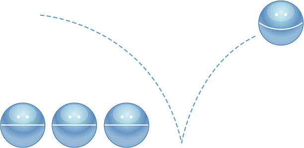 Happy Bouncing Ball Vector illustration of a happy successful ball bouncing over three other sad balls. bouncing stock illustrations