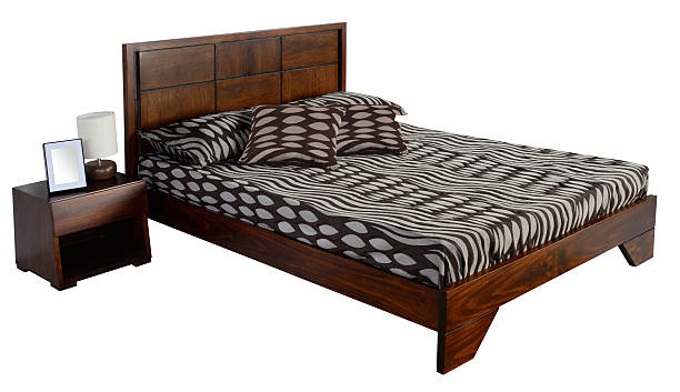 istock Wooden bed. Clipping path 177056247