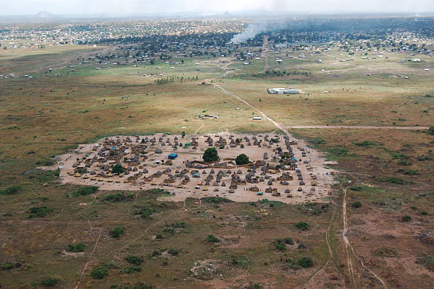 Villaggio nei pressi di Juba, Repubblica del Sudan del Sud - foto stock