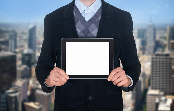 istock Businessman showing blank digital tablet 177058436
