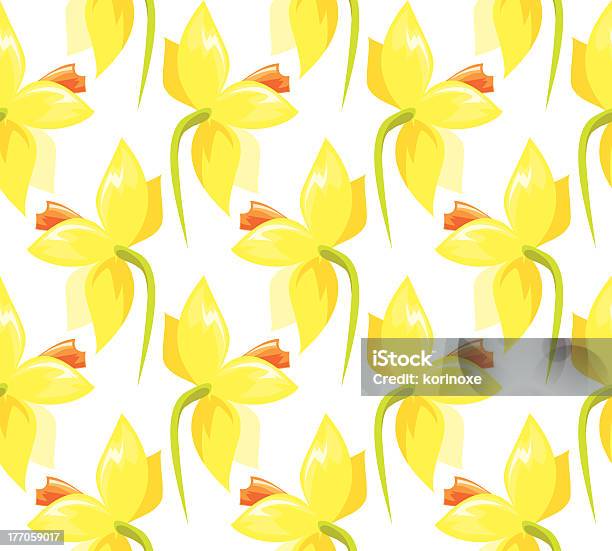 シームレスパターンに Daffodils - イラストレーションのベクターアート素材や画像を多数ご用意 - イラストレーション, オレンジ色, カットアウト