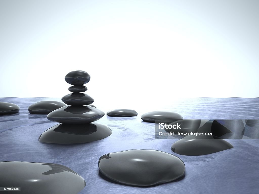 Pierres Zen dans l'eau, ciel bleu - Photo de Bouddhisme libre de droits