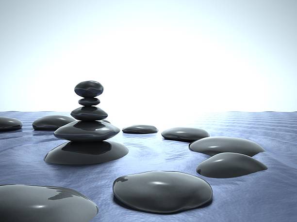 istock Zen stones in water, blue sky 177059538