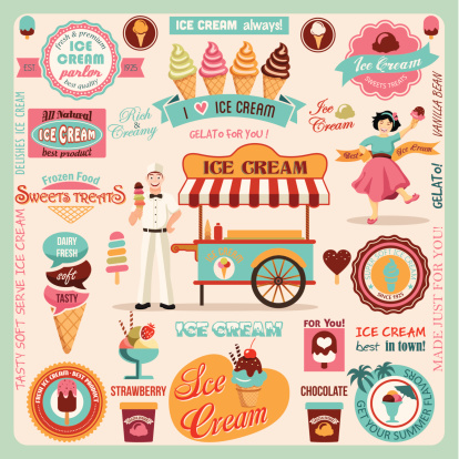 Collection of Ice Cream Design Elements.Retro design.Vector Illustration
