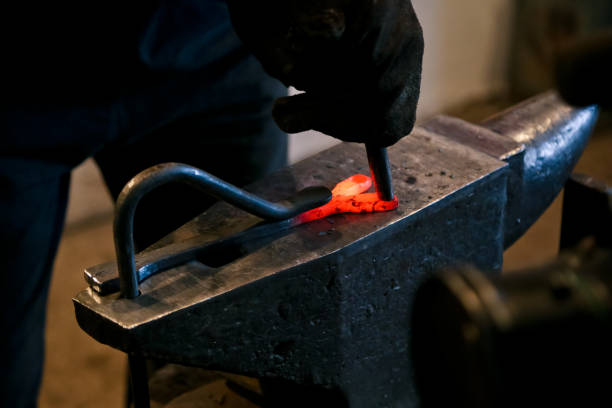 istock Close-up of a blacksmith working on a horseshoe 1770597223