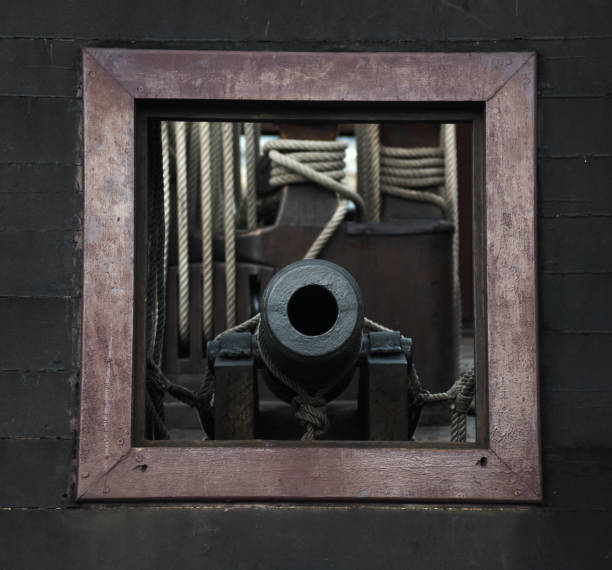 istock Ship's cannon on board a sailing ship 1770603433