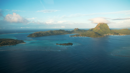 Bora Bora Island encircled by reefs