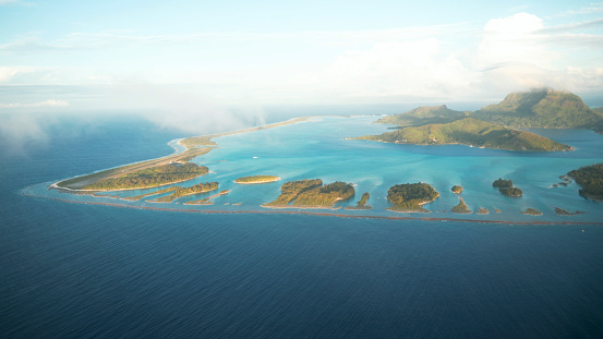 Bora Bora Island encircled by reefs