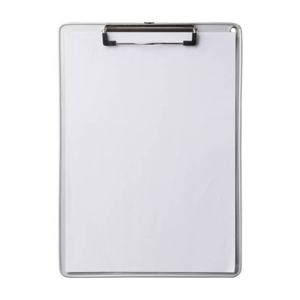istock Silver clipboard with clip at the top for papers. Single clipboard, writing board with papers. Realistic, photography, isolated on white background. 1770643773