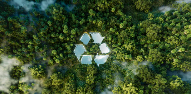 istock Recycling Symbol Amidst Nature: A Clarion Call for Climate Conservation and Waste Prudence. 3d rendering. 1770655728