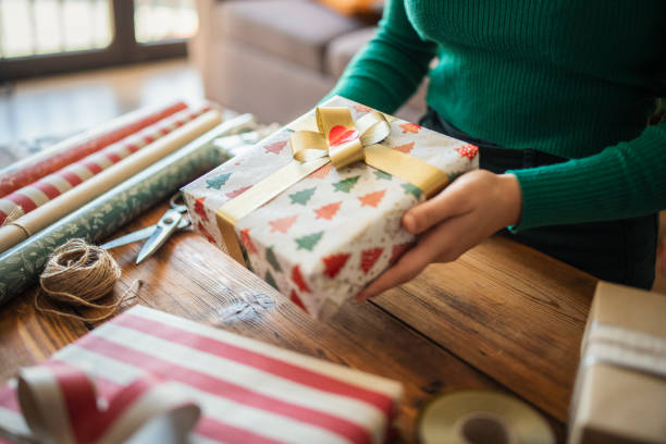 Christmas gifts ready to go underneath the tree.