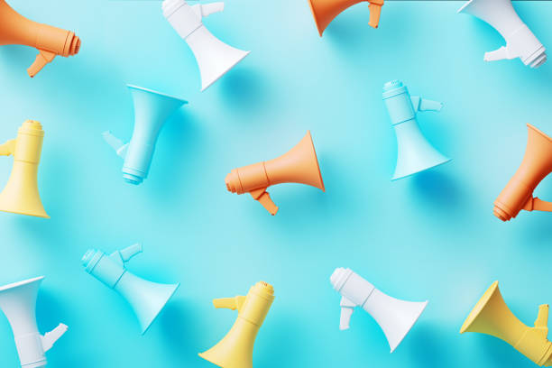 istock Colorful Megaphones On Blue Background 1770672773