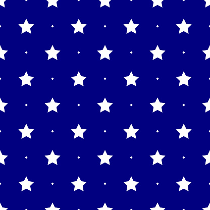 White stars seamless pattern isolated on navy blue background. Suitable for design, textile, wrapping paper, covers etc. EPS 10 vector illustration.