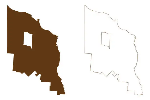 Vector illustration of Shire of Burke (Commonwealth of Australia, Queensland state) map vector illustration, scribble sketch Burke map