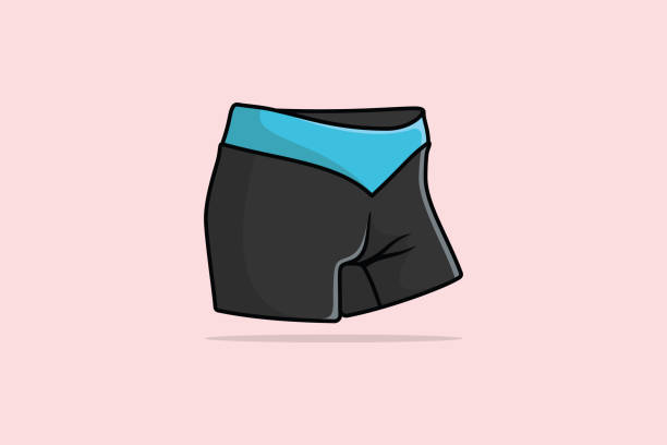 illustrazioni stock, clip art, cartoni animati e icone di tendenza di illustrazione vettoriale di biancheria intima sportiva da uomo. concetto di icona di oggetti sportivi e di moda. boxer olored da uomo disegno vettoriale con ombra. - shorts swimming shorts swimwear men