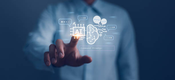 istock Ai chat, artificial technology concept, business person user laptop open chat with command prompt to generate new work online network, future tech by robot assistance, Human work with intelligence. 1770729927