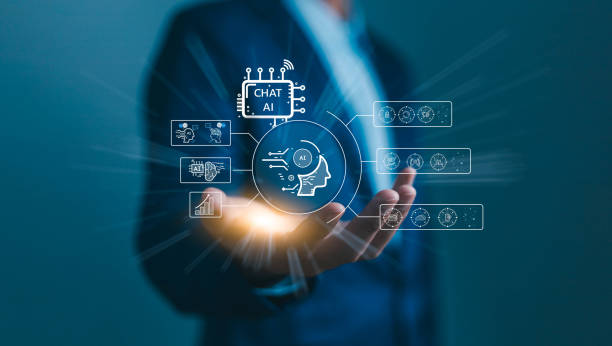 istock Ai chat, artificial technology concept, business person user laptop open chat with command prompt to generate new work online network, future tech by robot assistance, Human work with intelligence. 1770730467