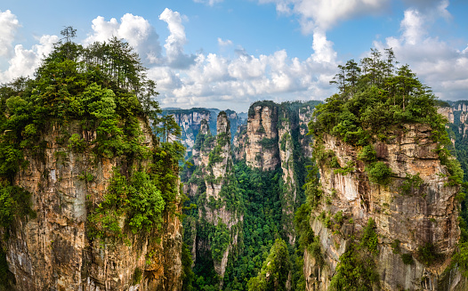 Natural scenery of Zhangjiajie national forest park, a world natural heritage site. Avatar Hallelujah mountain