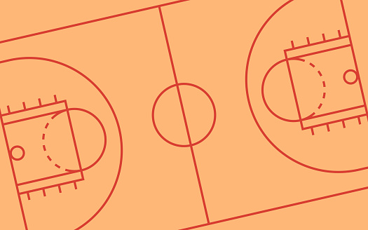 Basketball game court diagram background.