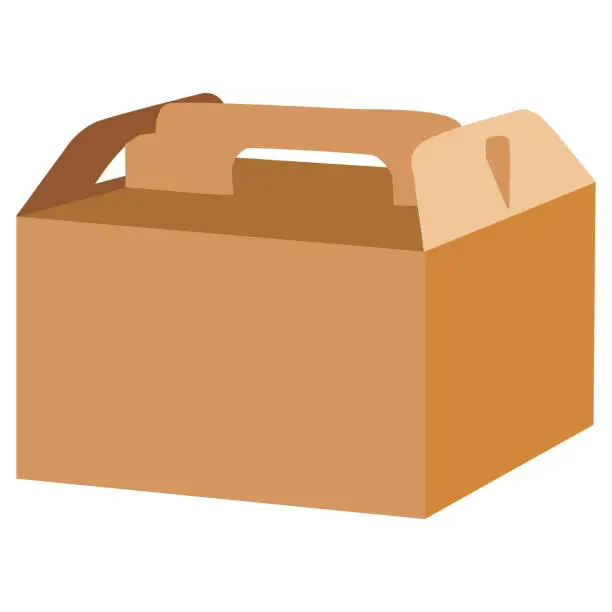 Vector illustration of Corrugated handle brown box  packaging die cut template design.