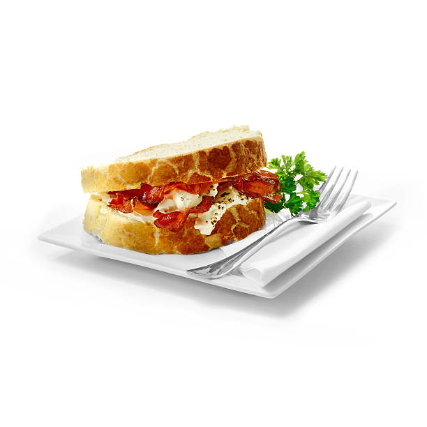 sandwich bacon - toast portion club sandwich cafe photos et images de collection