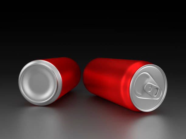 istock Red aluminium cans on black background 1770821960