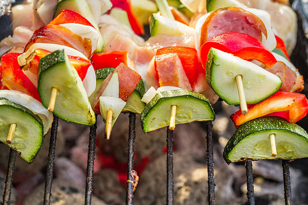 istock Skewers with vegetables on the grill 177083334