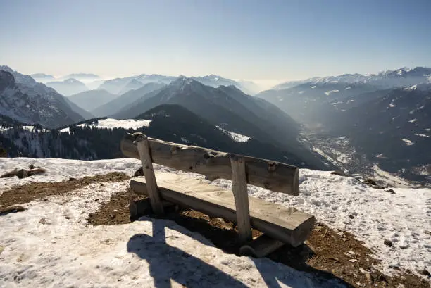 Photo of Winter view on dolomites alps in Italy.  Pinzolo in winter sunny day. Val Rendena dolomites  Italian alps, Trentino in Italy