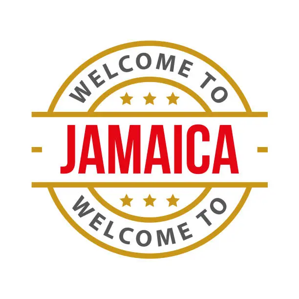 Vector illustration of Welcome to Jamaica. Vector Stamp with text isolated on white background, Icon, Illustration, Emblem, Label, Badge