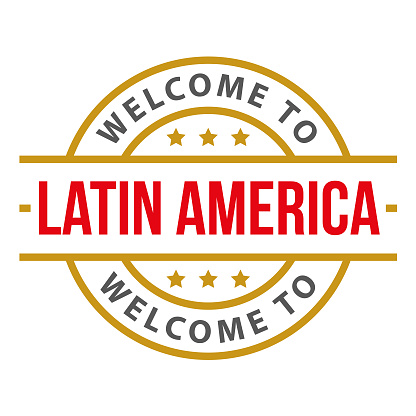 Welcome to Latin America. Vector Stamp with text isolated on white background, Icon, Illustration, Emblem, Label, Badge