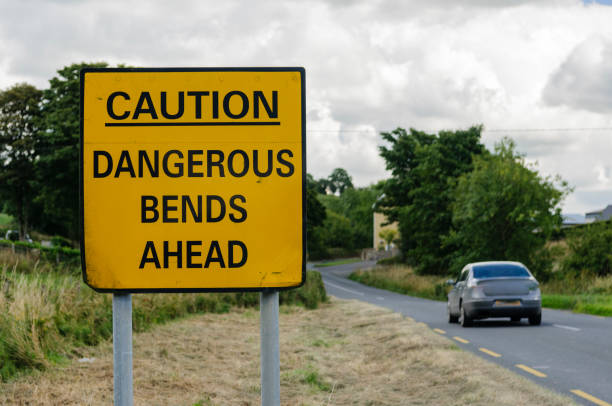 Sign warning drivers of dangerous bends ahead