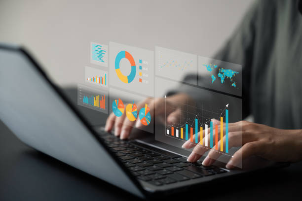 istock Businesswoman using laptop analyzing business growth graph data and progress, compass of navigate guiding market direction. Investment, banking and finance, strategy, Global economy. 1770852033