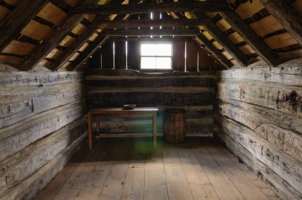 istock Inside of an old fashioned American log cabin 1770863623