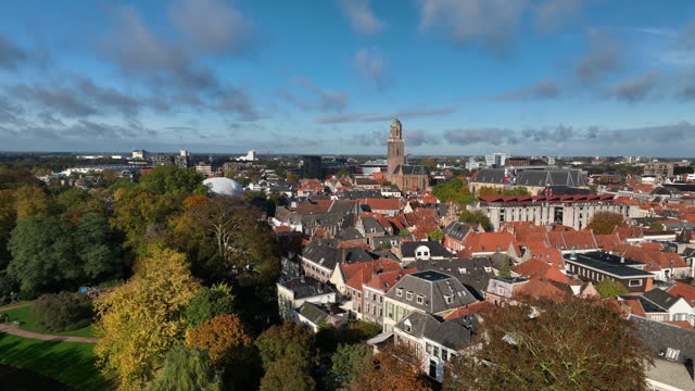 Zwolle autumn drone view during a beautifull fall day