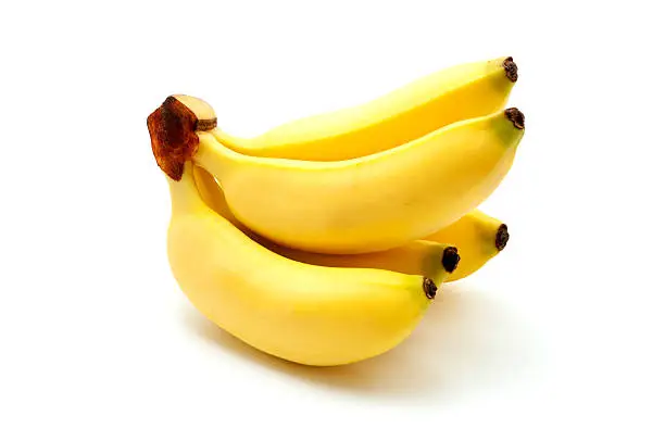 Photo of Lady Finger bananas on a white background