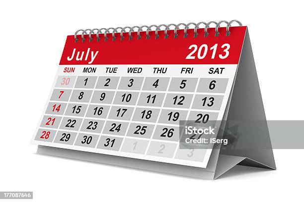 2013 Anno Di Calendario Luglio Immagine 3d Isolato - Fotografie stock e altre immagini di 2013